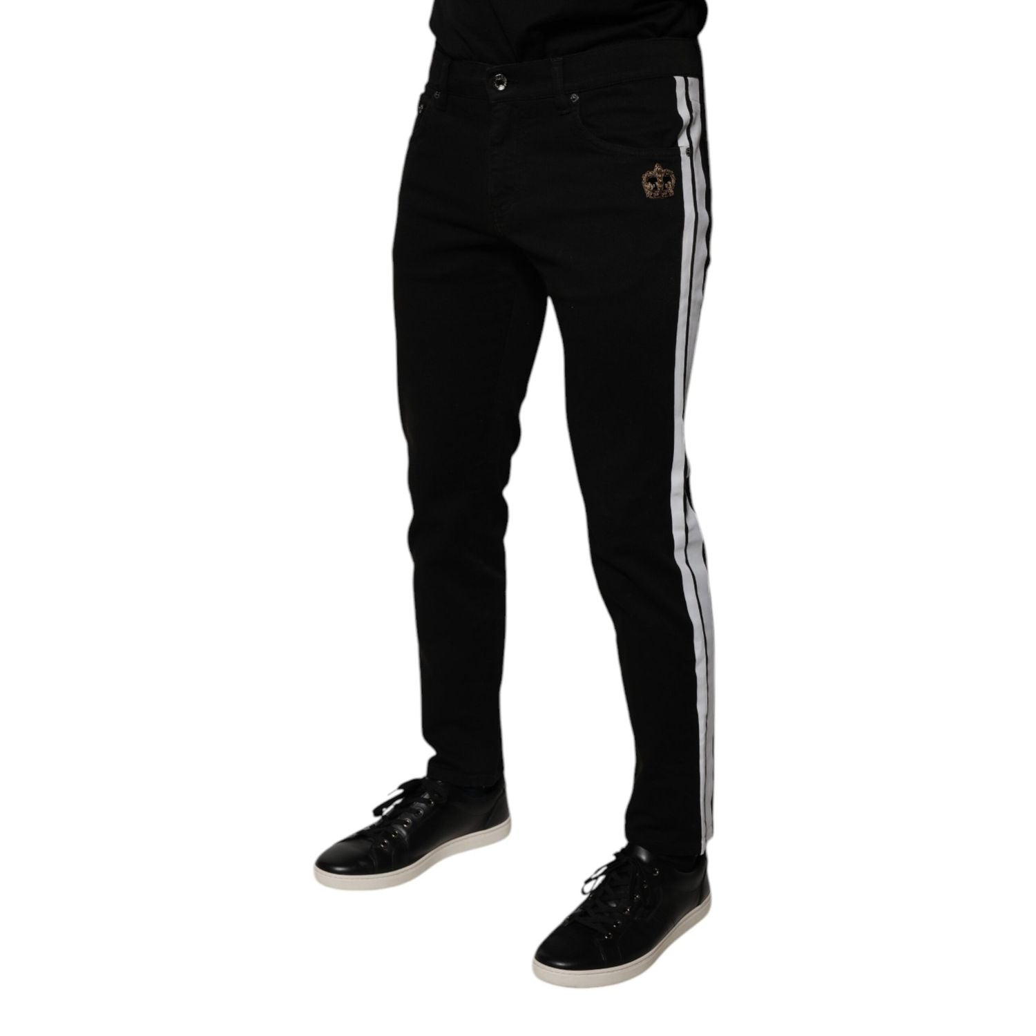 Dolce & Gabbana Black Crown White Lining Skinny Denim Jeans