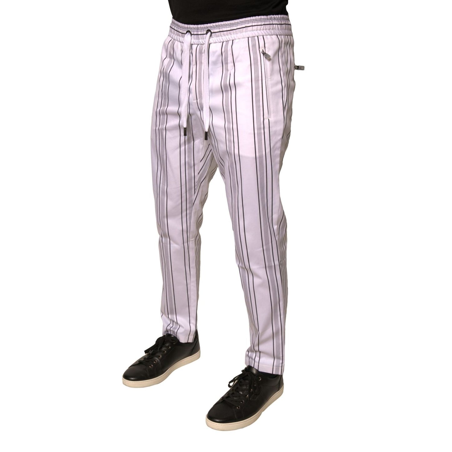 Dolce & Gabbana White Stripe Cotton Dress Skinny Pants