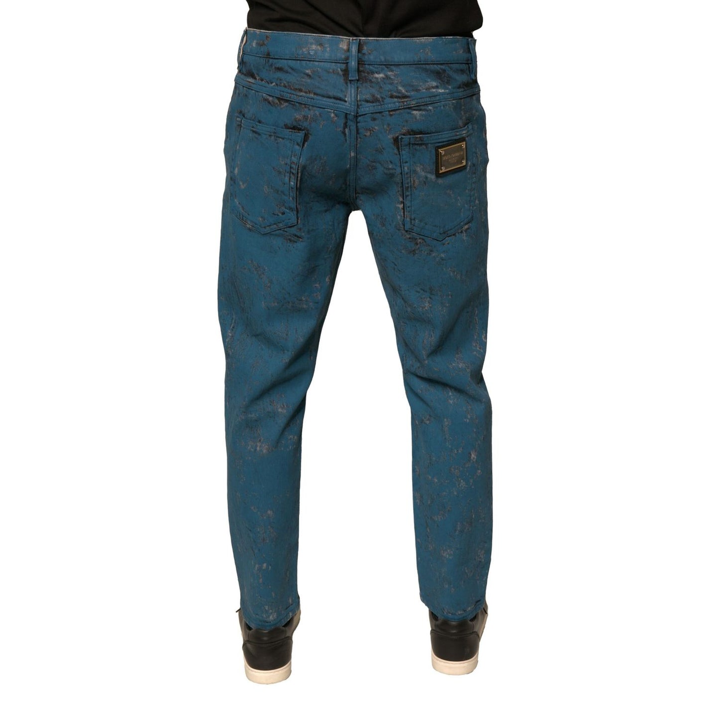 Dolce & Gabbana Blue Logo Cotton Stretch Skinny Denim Jeans