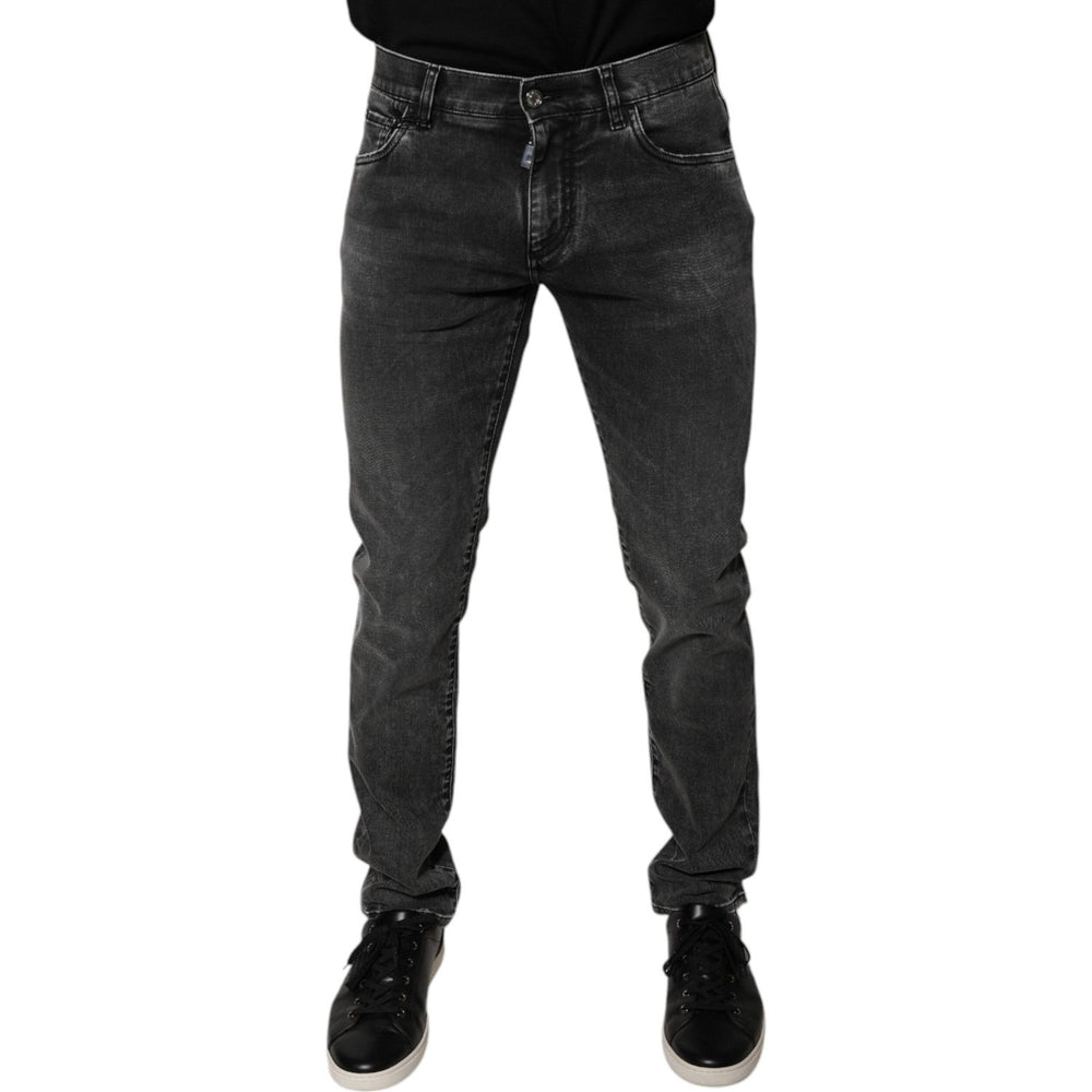 Dolce & Gabbana Black Logo Cotton Stretch Skinny Denim Pants PAN76098-48