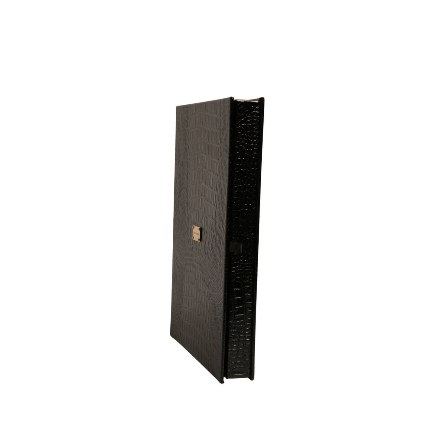 Dolce & Gabbana Elegant Black Leather Logo Plaque Holder Catalogue Case
