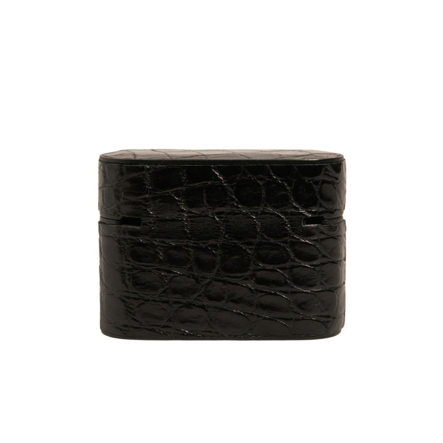 Dolce & Gabbana Black Leather Metal Logo Plaque Holder Airpods Case