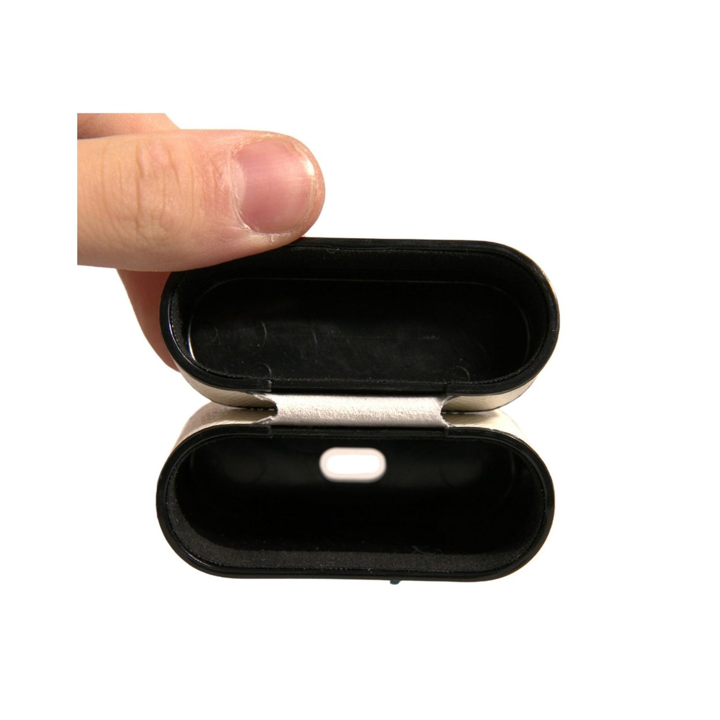 Dolce & Gabbana White Leather Metal Logo Plaque Holder Airpods Case SMY10619