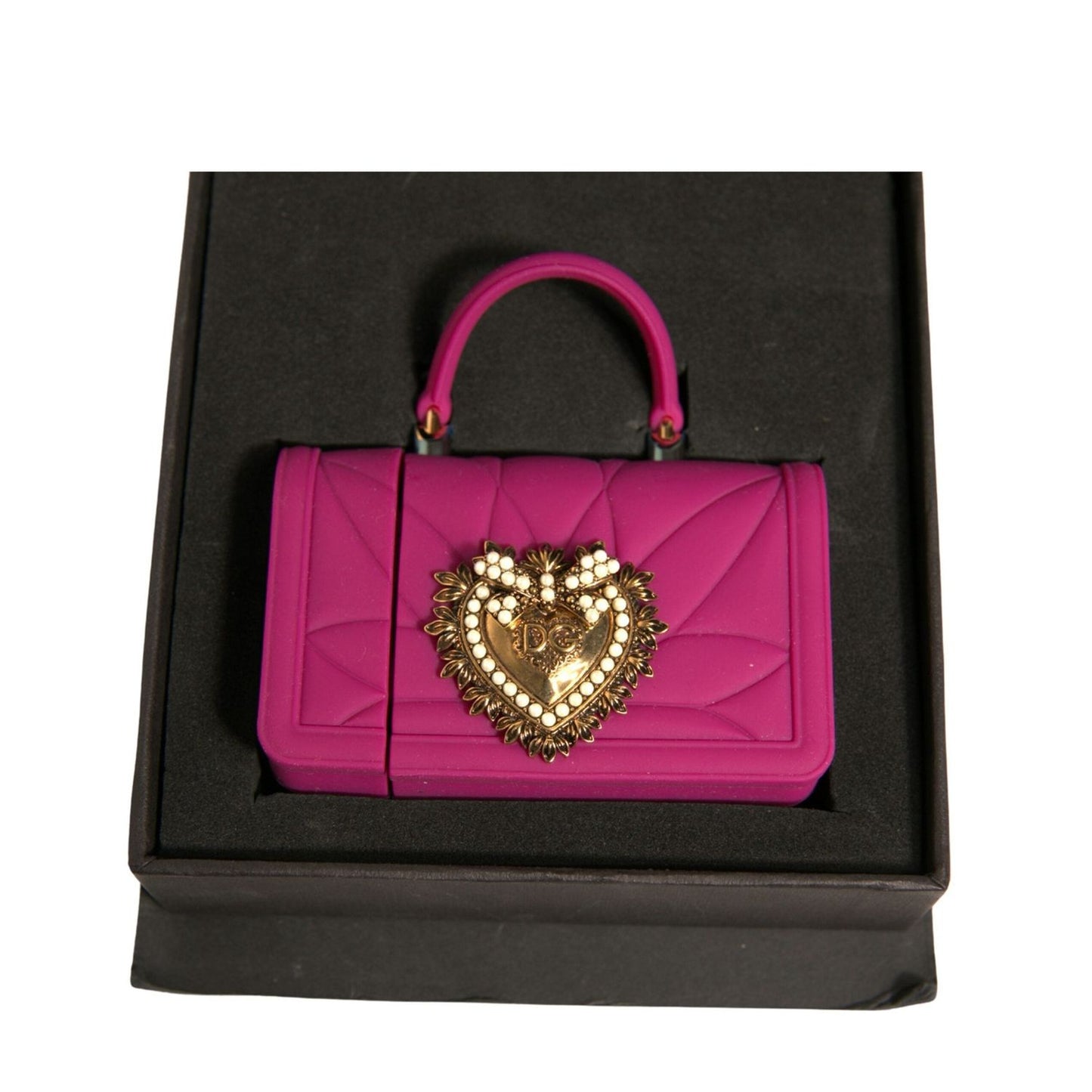 Dolce & Gabbana Pink Silicone Devotion Heart Cover Hand Bag Airpod Case SMY10600
