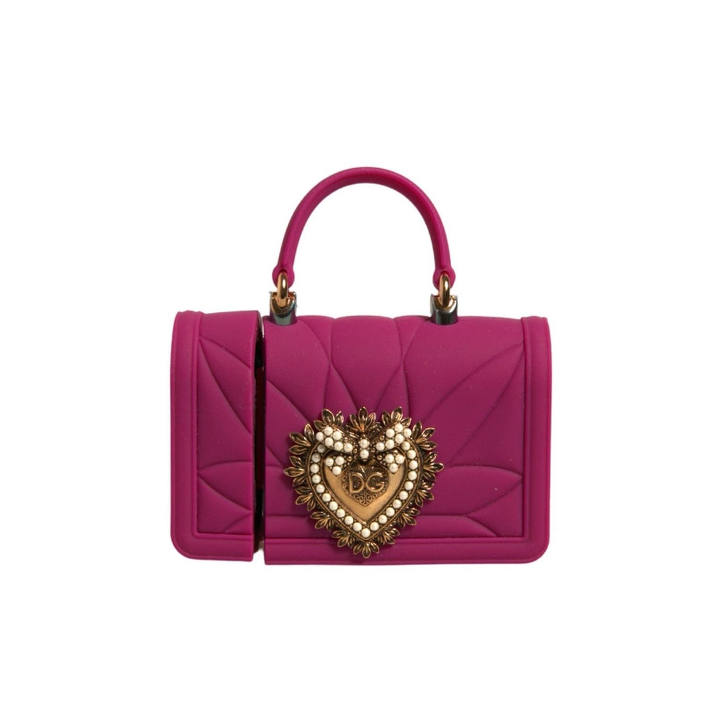 Dolce & Gabbana Pink Silicone Devotion Heart Cover Hand Bag Airpod Case SMY10600