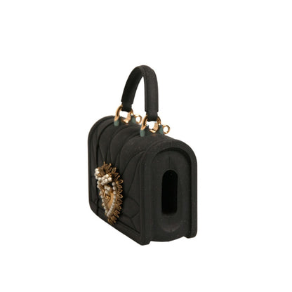 Dolce & Gabbana Black Silicone Devotion Heart Cover Hand Bag Airpod Case