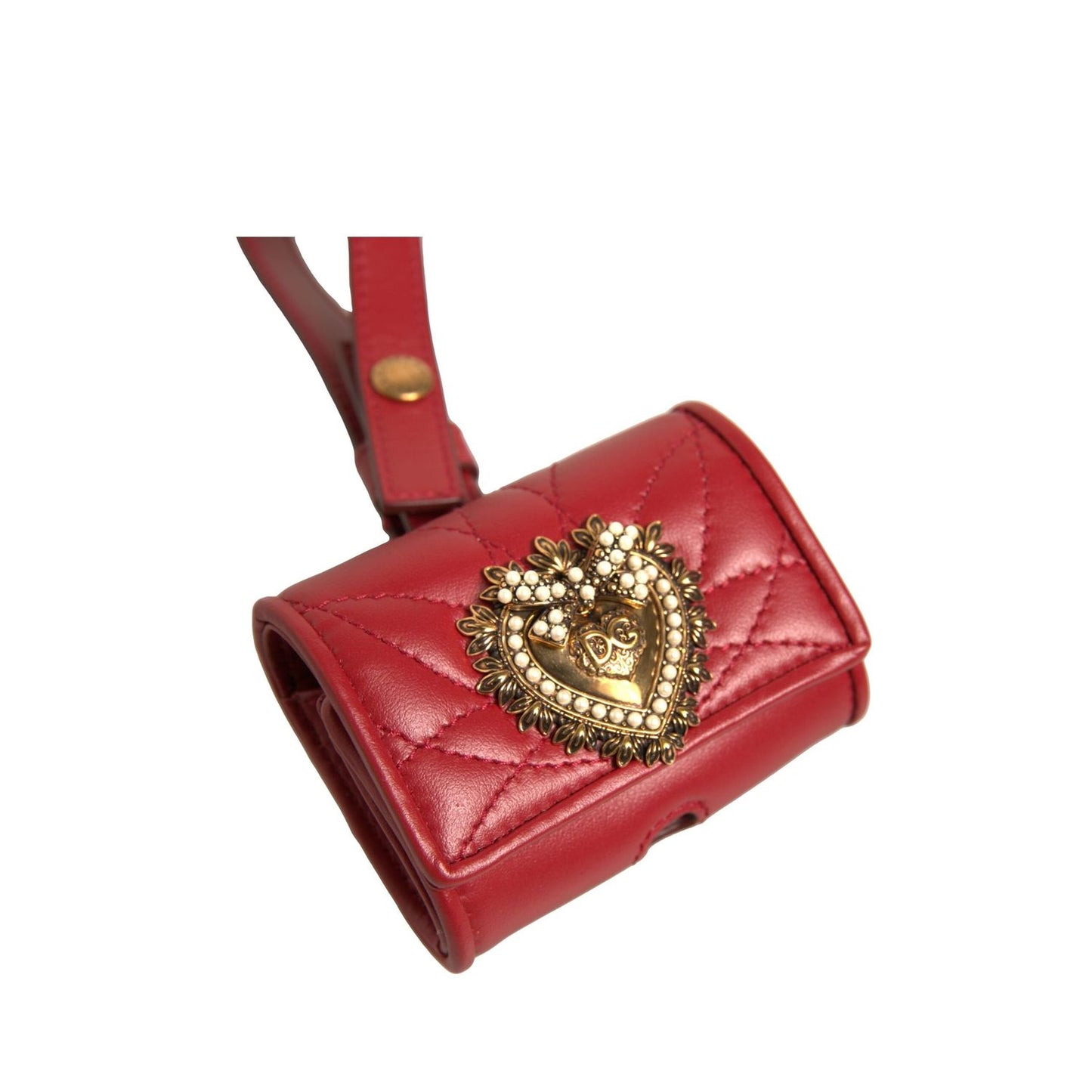 Dolce & Gabbana Black Leather Devotion Heart Strap Airpod Case SMY10564