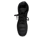 Dolce & Gabbana Black Padded Mid Calf Lace Up Boots Shoes