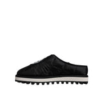 Dolce & Gabbana Black Nylon Quilted Logo Patch Sandals Slides Shoes