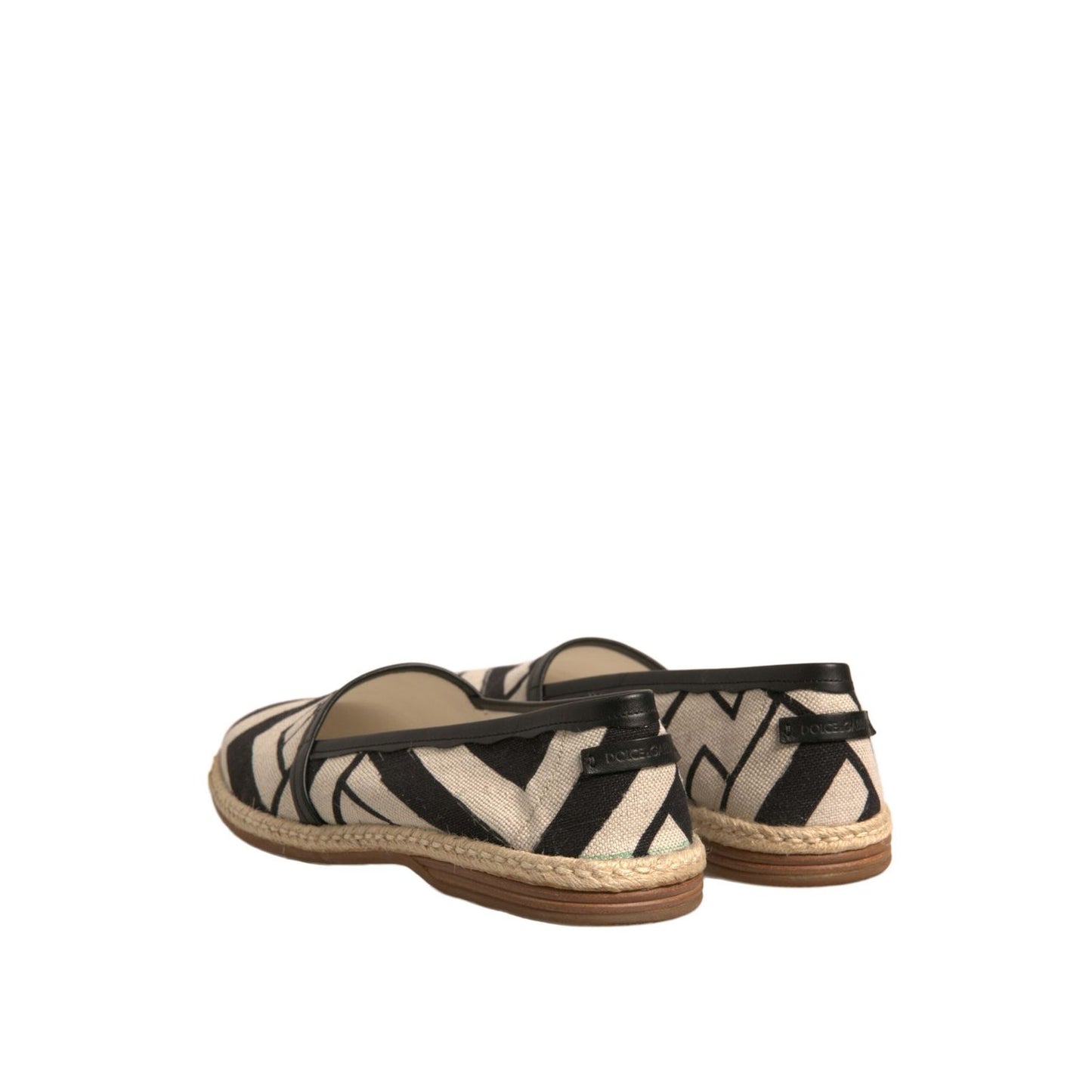 Dolce & Gabbana Black White Stripes Slip On Espadrille Shoes