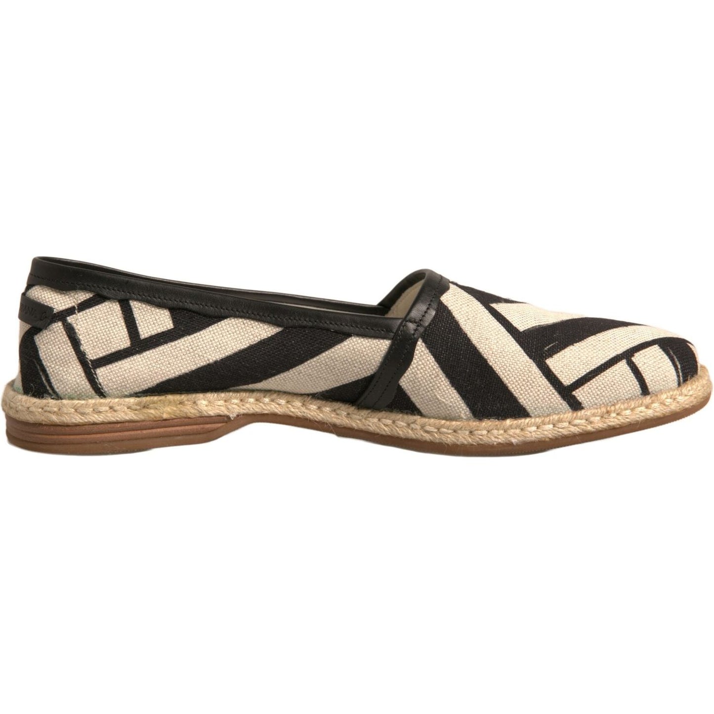 Dolce & Gabbana Black White Stripes Slip On Espadrille Shoes