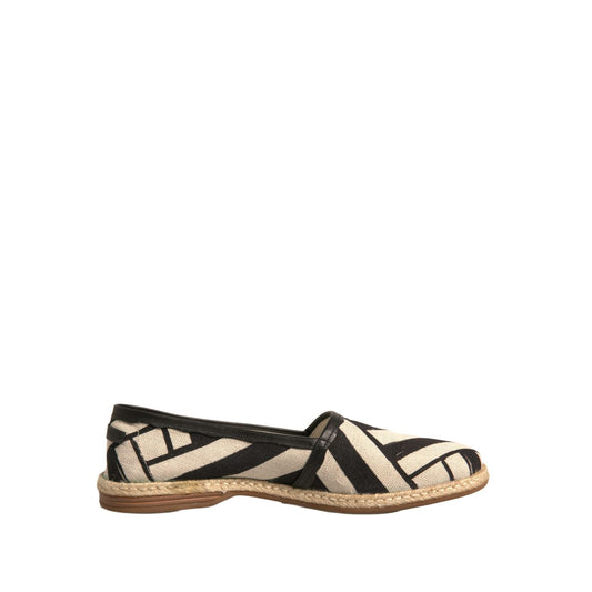 Dolce & Gabbana Black White Stripes Slip On Espadrille Shoes