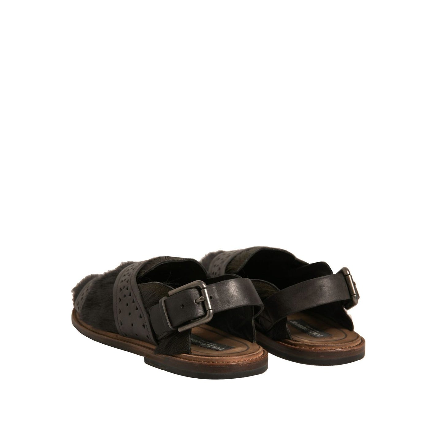 Dolce & Gabbana Green Gazelle Hair Leather Flats Sandals Shoes