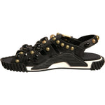 Dolce & Gabbana Black Leather Studded Slides Sandals Shoes