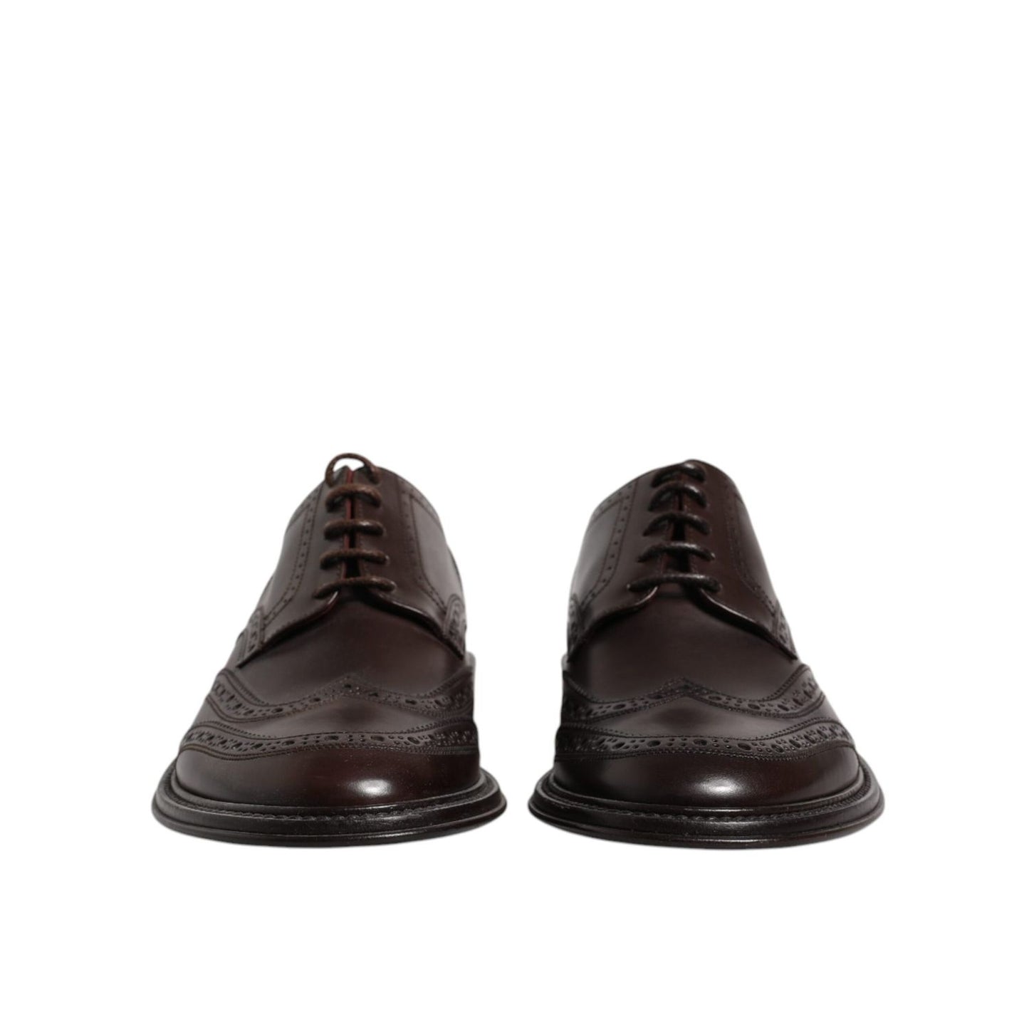 Dolce & Gabbana Brown Leather Derby Wingtip Lace Up Formal Dress Shoes