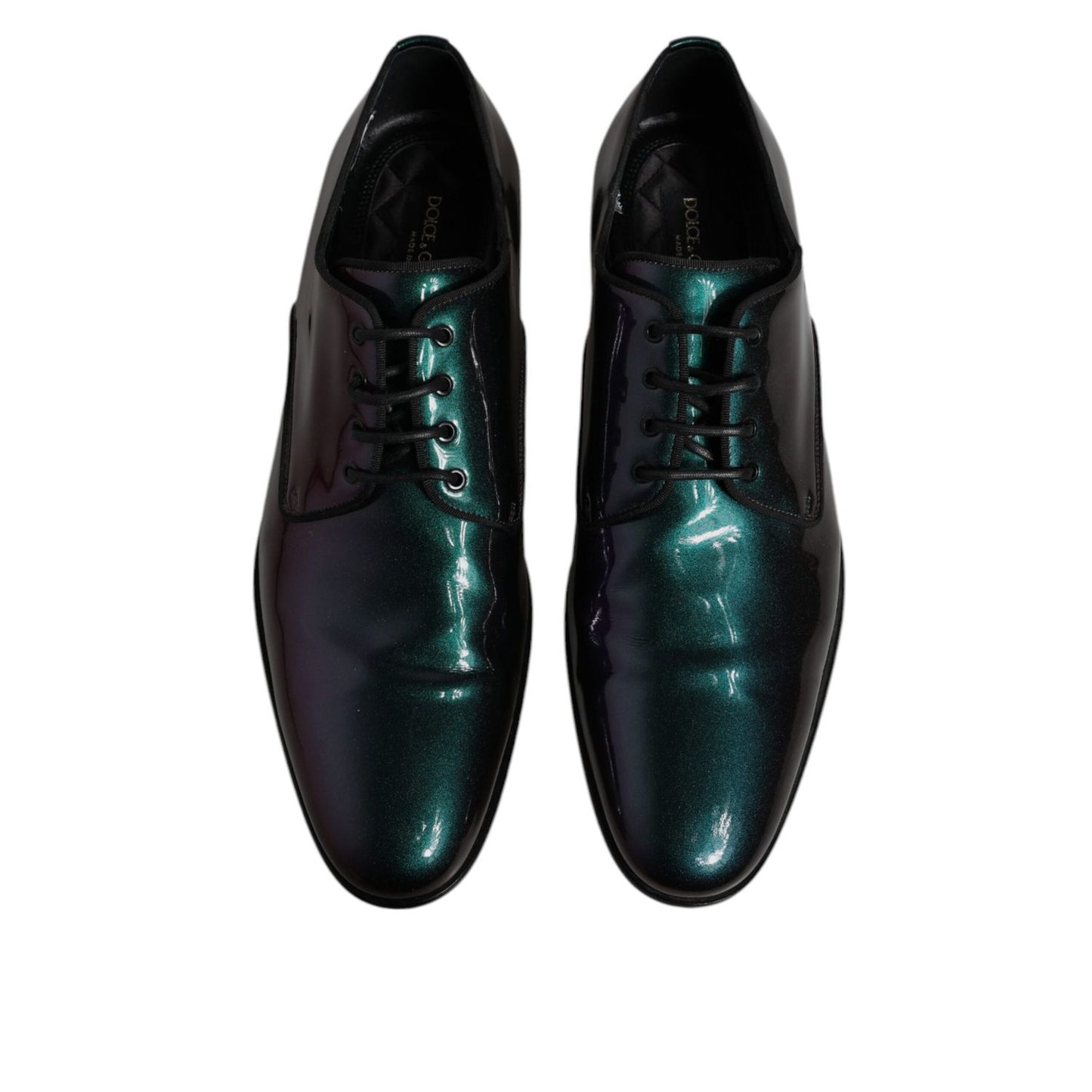 Dolce & Gabbana Multicolor Peacock Patent Leather Derby Men Dress Shoes