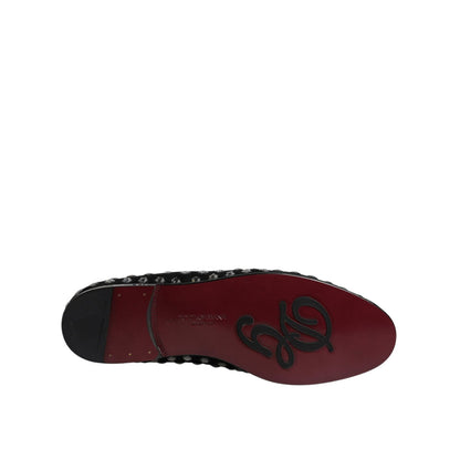 Dolce & Gabbana Black Crystal Embellished Loafers Dress Shoes
