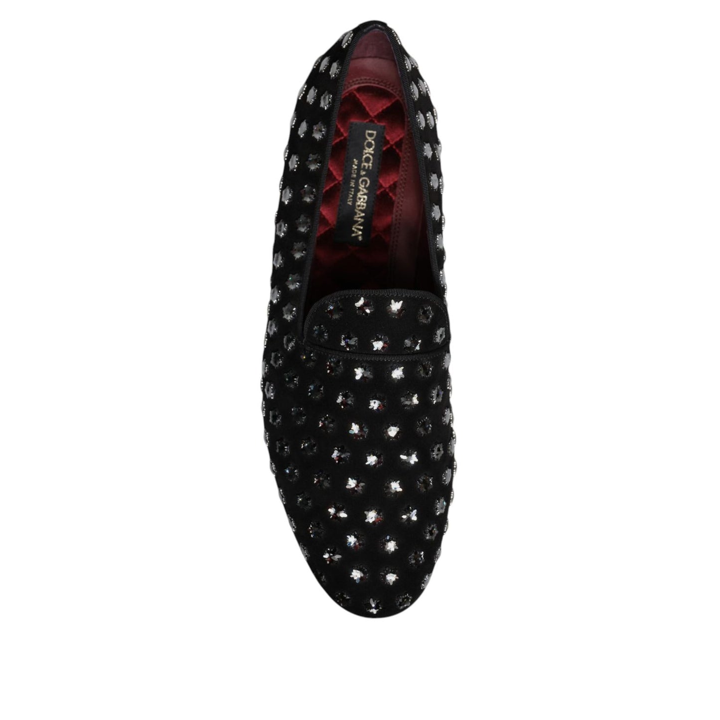 Dolce & Gabbana Black Crystal Embellished Loafers Dress Shoes