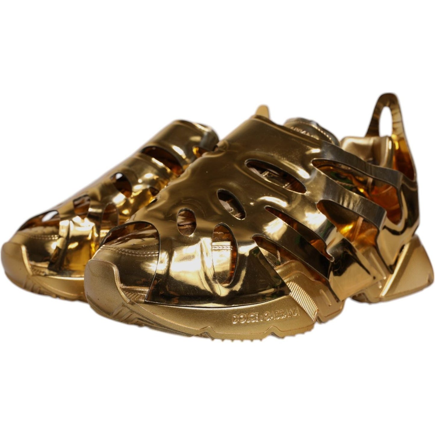 Dolce & Gabbana Gold Daymaster Leather Low Top Sneakers Shoes MV6709-45