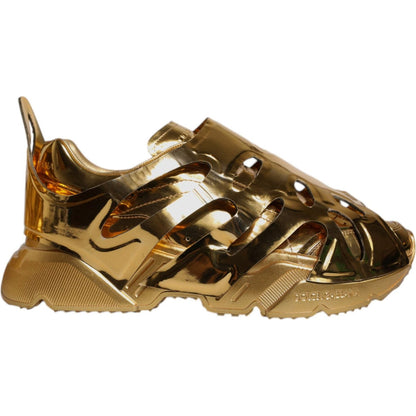 Dolce & Gabbana Gold Daymaster Leather Low Top Sneakers Shoes