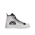 Dolce & Gabbana White Black Cotton High Top Sneakers Shoes