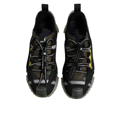 Dolce & Gabbana Black Green Camo NS1 Low Top Sneakers Shoes