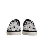 Dolce & Gabbana Black Embellished London Men Slip On Shoes