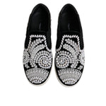 Dolce & Gabbana Black Embellished London Men Slip On Shoes