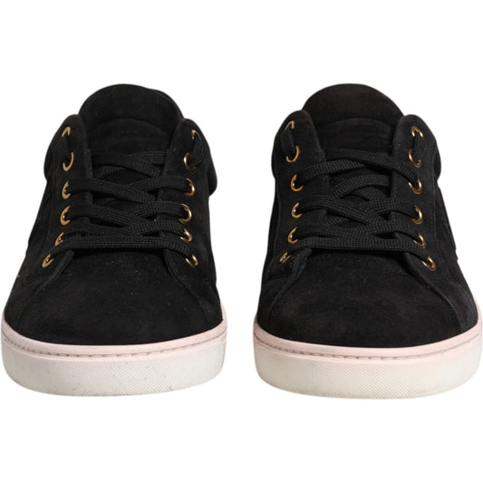 Dolce & Gabbana Black Logo Suede Leather Men Sneakers Shoes