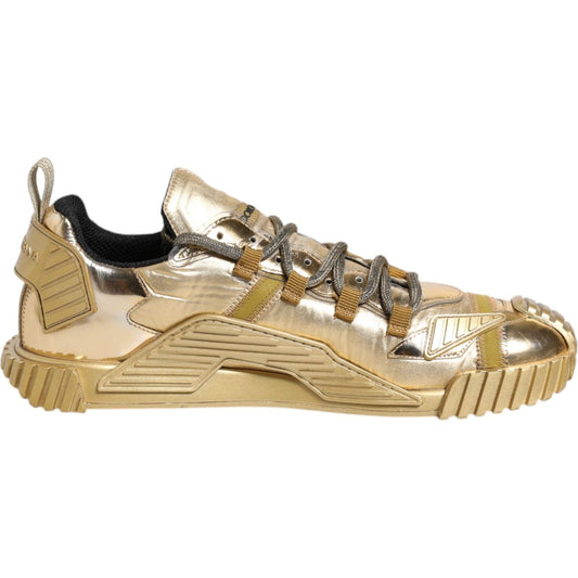 Dolce & Gabbana Gold Stretch Lace Up NS1 Sneakers Shoes MV6754-44