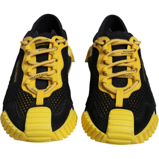 Dolce & Gabbana Black Yellow Low Top NS1 Sneakers Shoes