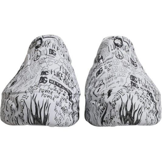 Dolce & Gabbana White Black Graffiti Daymaster Sneakers Shoes