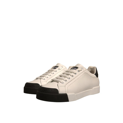Dolce & Gabbana White Leather Logo Portofino Sneakers Shoes