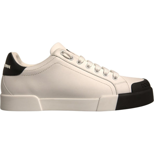 Dolce & Gabbana White Leather Logo Portofino Sneakers Shoes