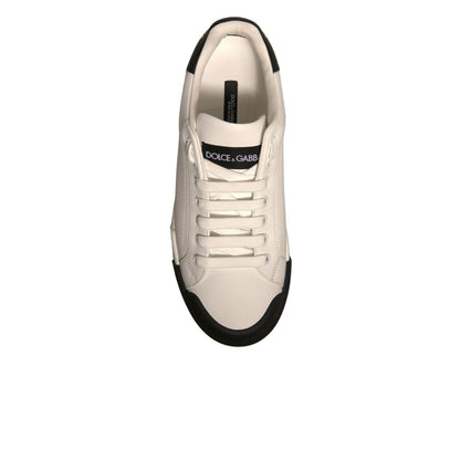 Dolce & Gabbana White Leather Logo Portofino Sneakers Shoes