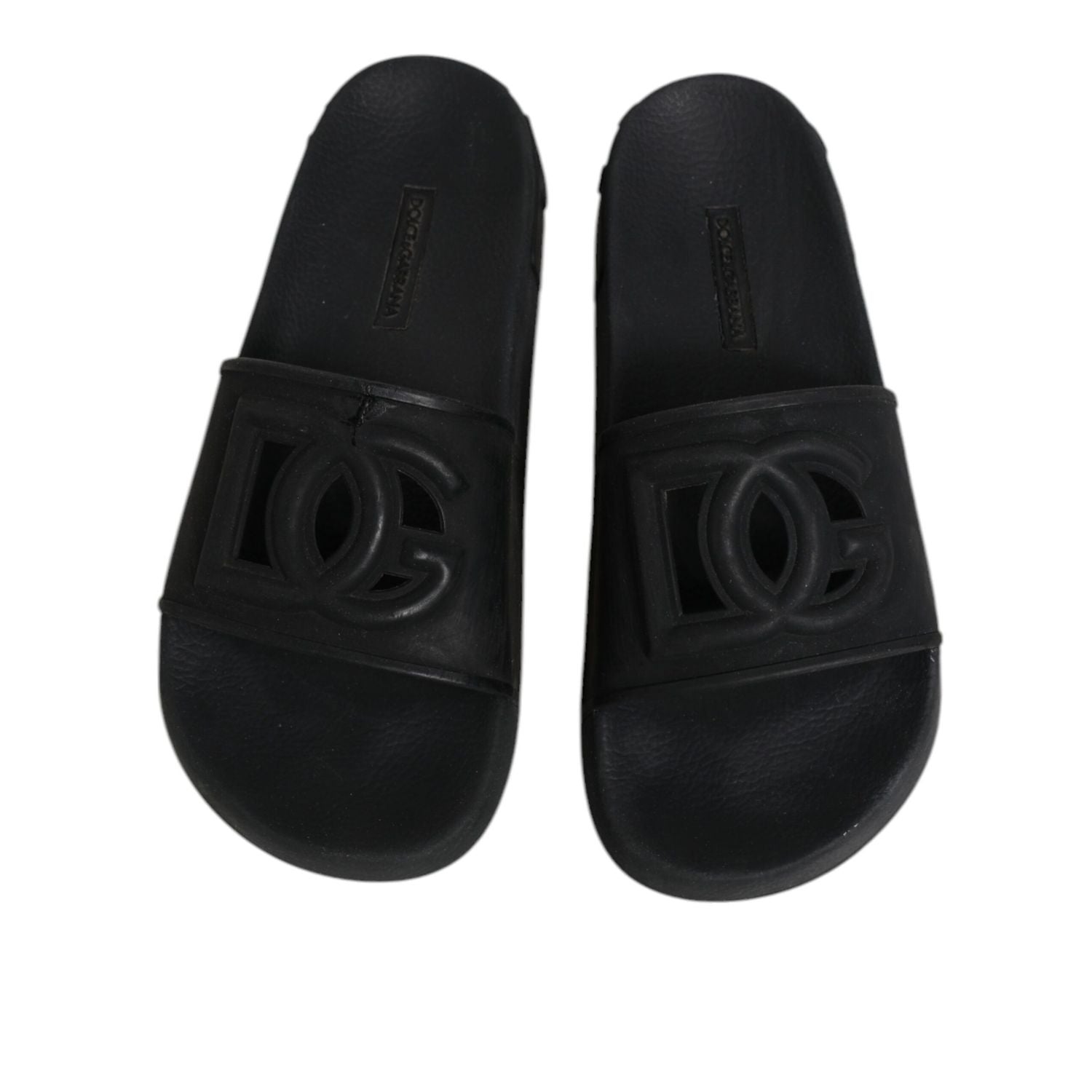 Dolce & Gabbana Black Rubber Slides Sandals Beachwear Shoes