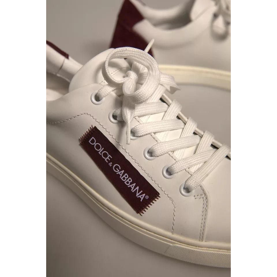 Dolce & Gabbana White Suede Leather Low Top Sneakers Shoes
