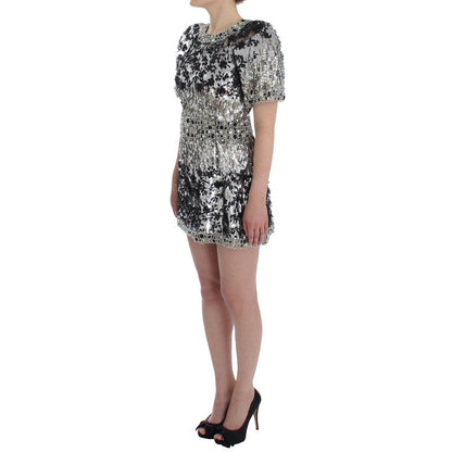 Dolce & Gabbana Crystal Silver Runway Handmade Dress