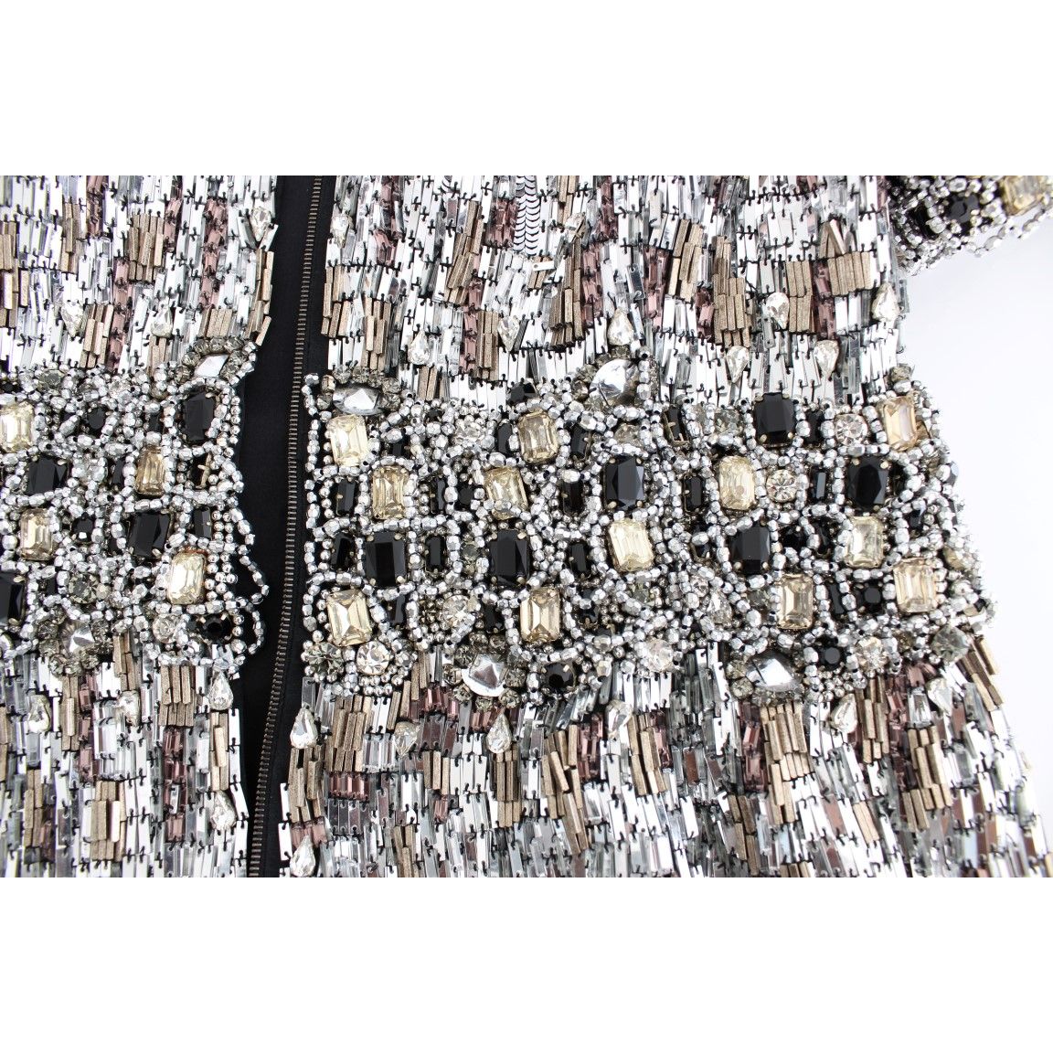 Dolce & Gabbana Crystal Silver Runway Handmade Dress