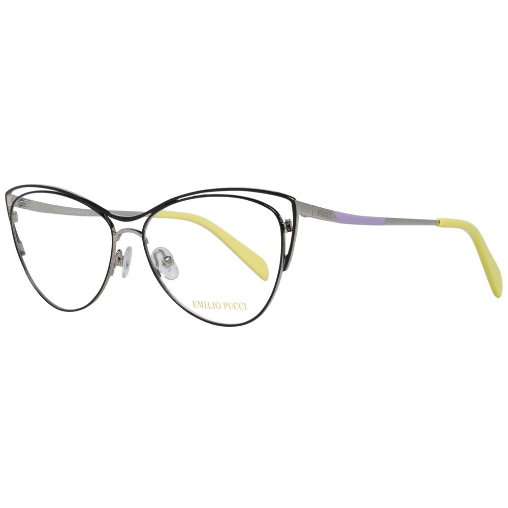 Emilio Pucci Black Women Glasses Frame in metal, full-rim design with a branded case; lenses width 56, height 42, bridge 14, temples 140.