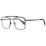 Yohji Yamamoto Black Men Glasses Frame in titanium, aviator style, with blue-filter lenses, demo glasses included, full-rim design.