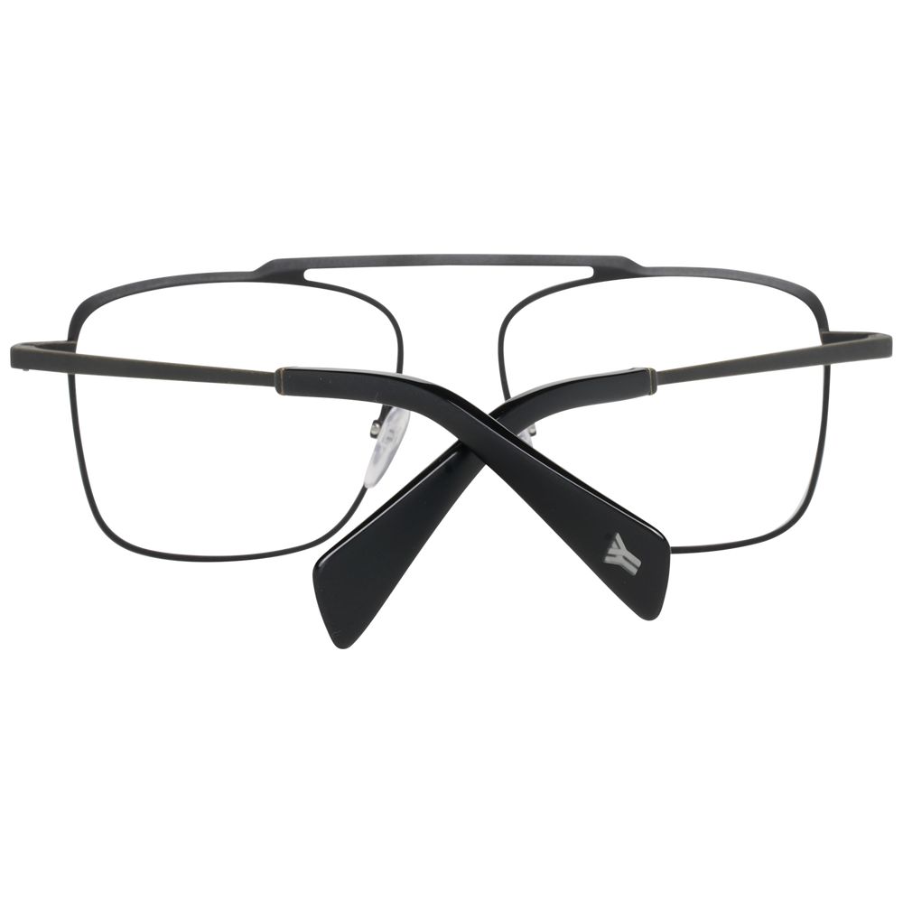 Yohji Yamamoto Black Men Glasses Frame in full-rim titanium with blue-filter lenses, size 53-16-145. Includes branded soft case.