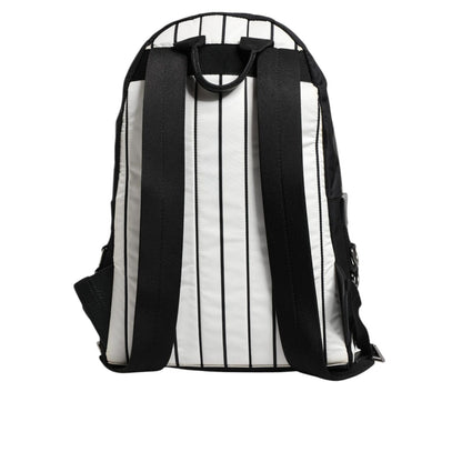 Dolce & Gabbana Black White Vulcano Royal King Print Men Backpack Bag