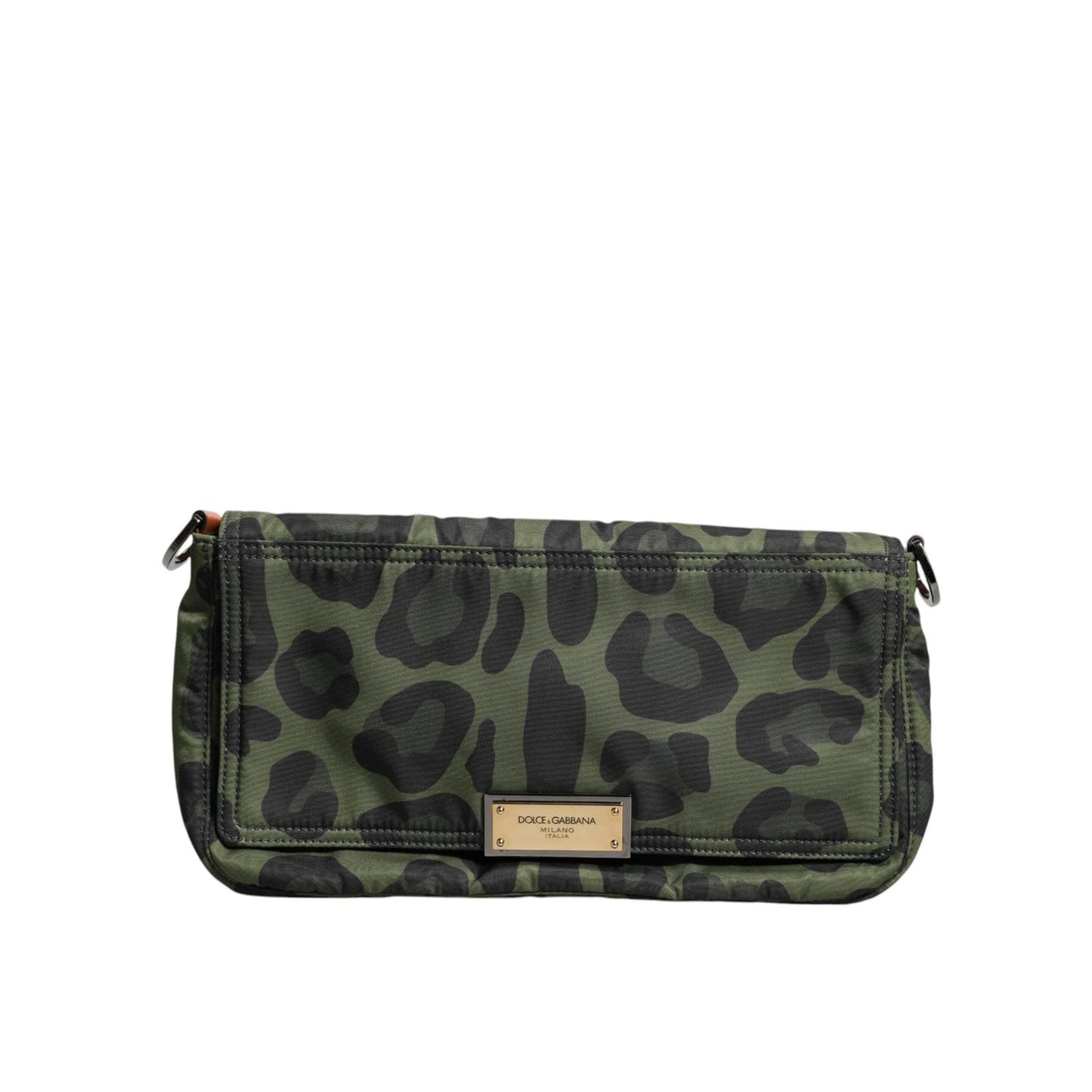 Dolce & Gabbana Green Nylon Leopard Print Shell Messenger Crossbody Bag BAG4002
