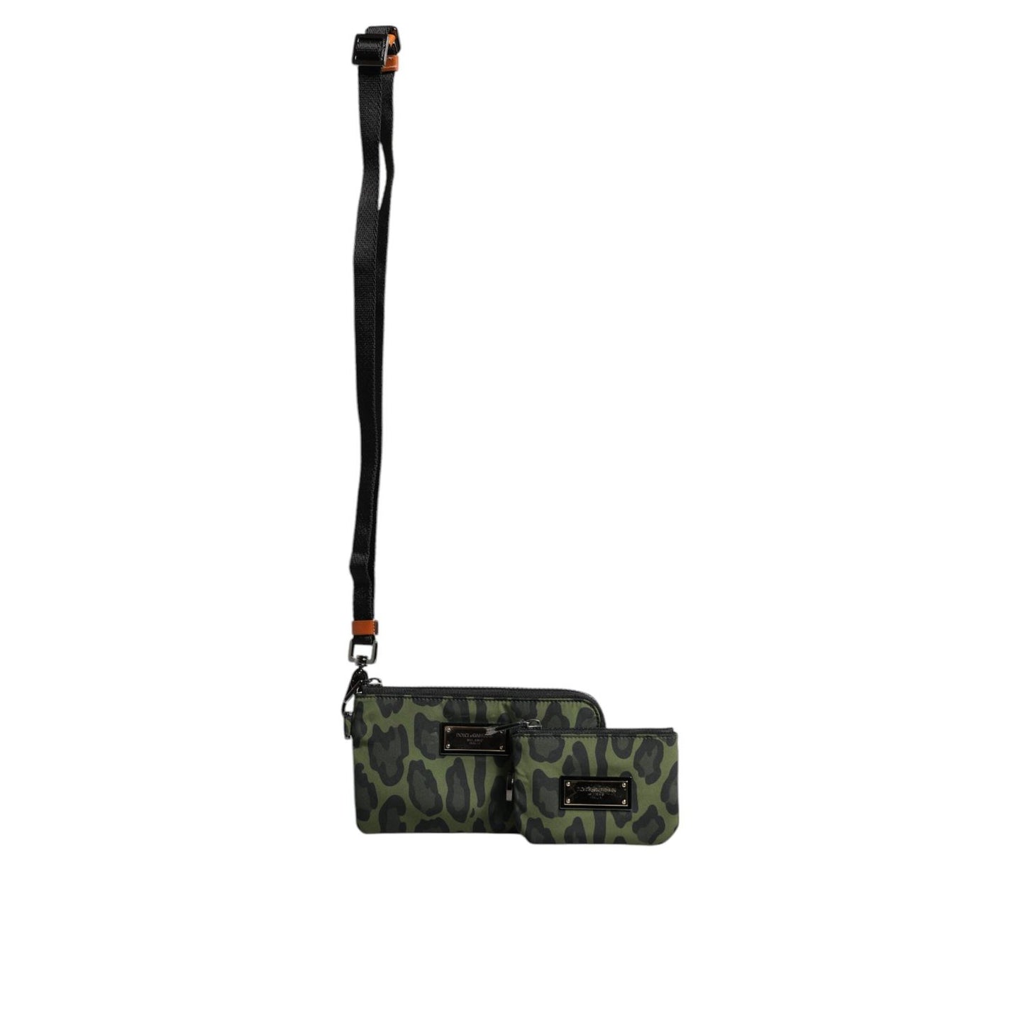 Dolce & Gabbana Green Leopard Leather Logo Plaque Multifunctional Kit Bag BAG4050