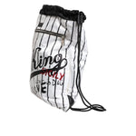 Dolce & Gabbana Black White Striped Polyester Drawstring Bag BAG4072