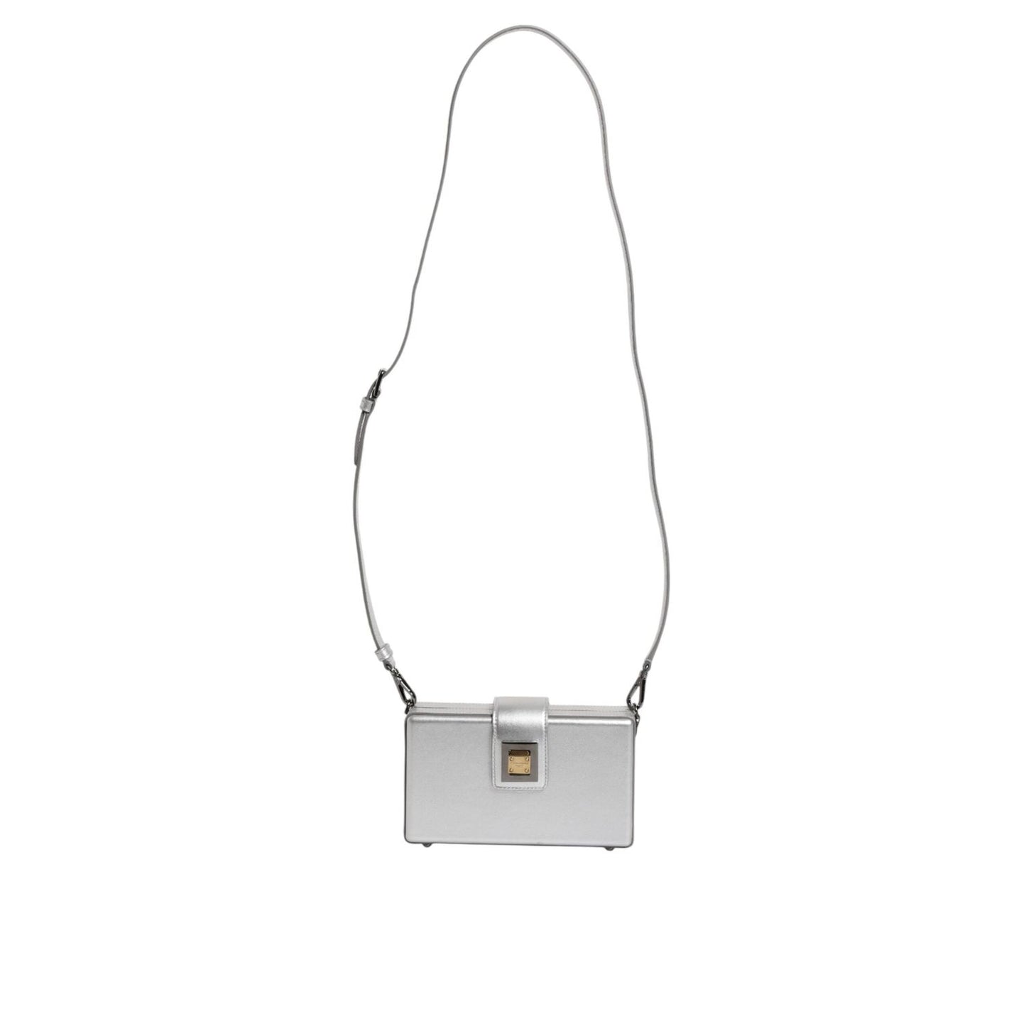 Dolce & Gabbana Metallic Silver DG BOX Leather Shoulder Strap Bag BAG1623