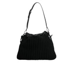 Dolce & Gabbana Black Cashmere Knitted Leather Shoulder Bag BAG1654