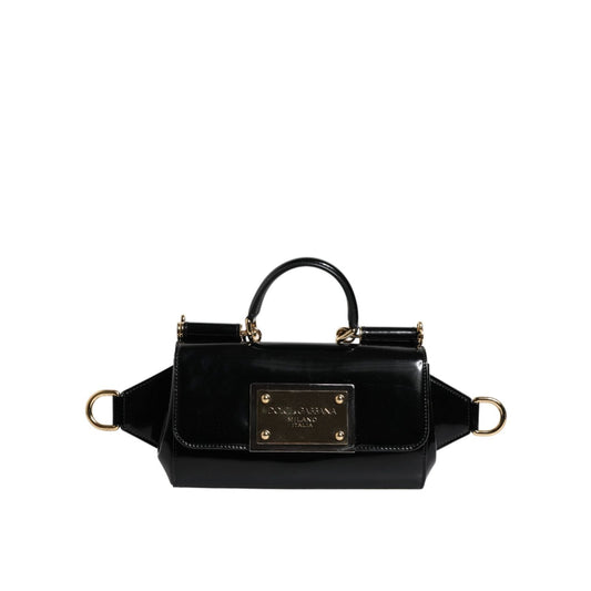 Dolce & Gabbana Black Calfskin Leather DG Logo Shoulder Bag