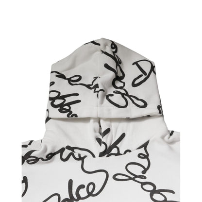 Dolce & Gabbana White Logo Cotton Hooded Sweatshirt Sweater